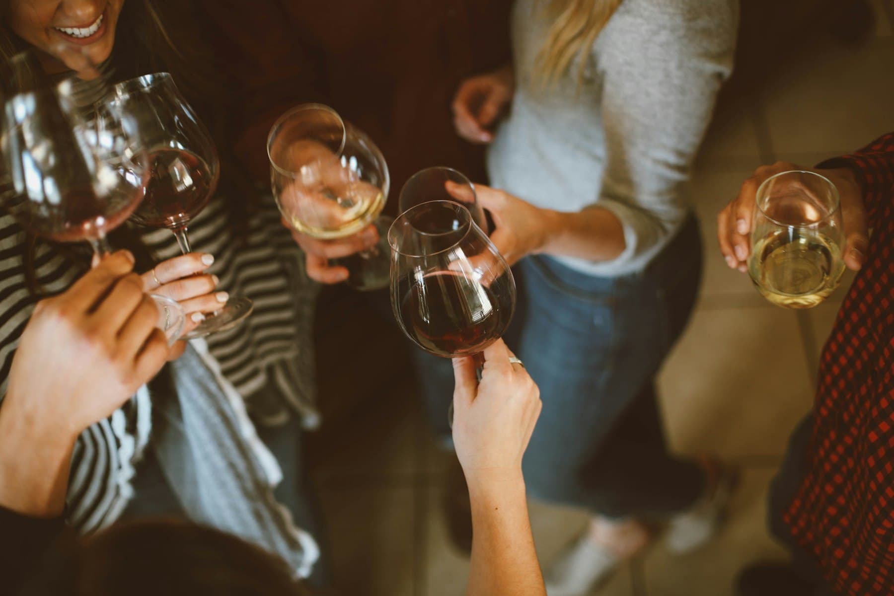 Two people raising glasses in a toast